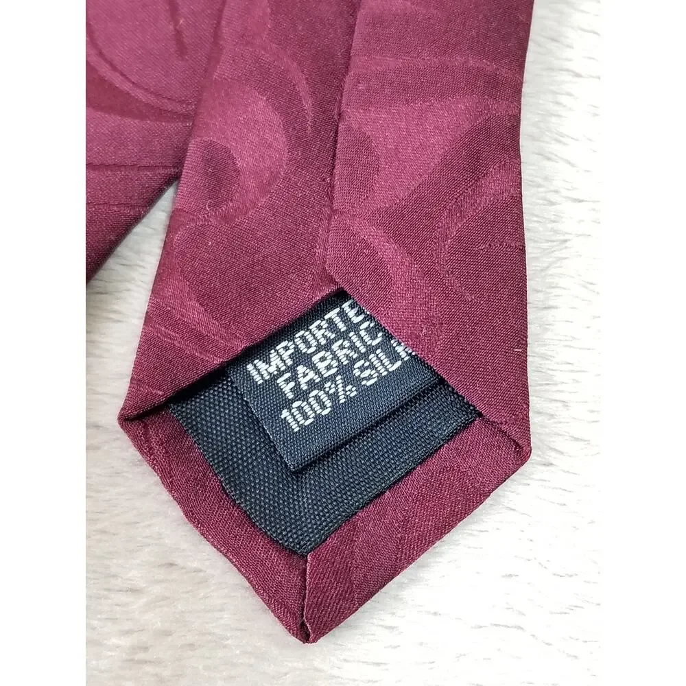 Ho Ho Ho Men Tie Christmas Teddy Bear Burgundy Silk Holidays Vintage Collectible